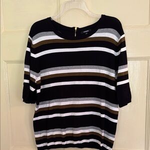 Premise Black and White Boxy 3/4 Sleeve Blouse